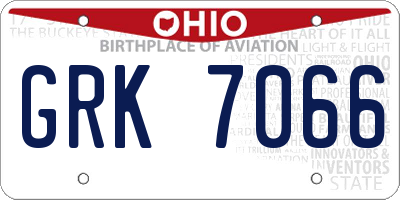 OH license plate GRK7066