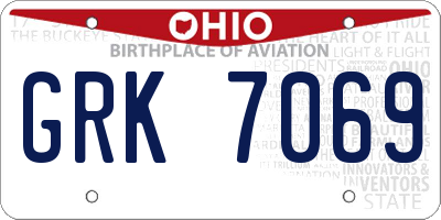 OH license plate GRK7069