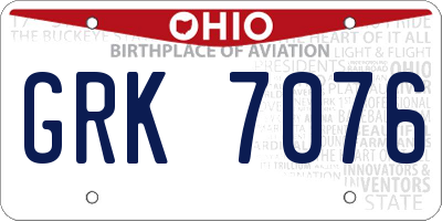 OH license plate GRK7076