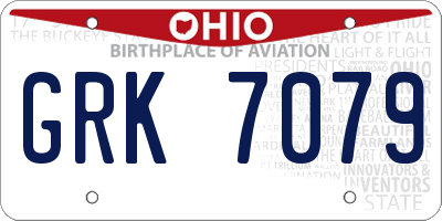 OH license plate GRK7079