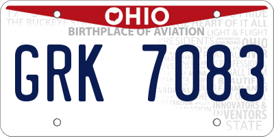 OH license plate GRK7083