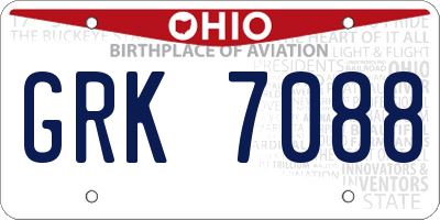 OH license plate GRK7088