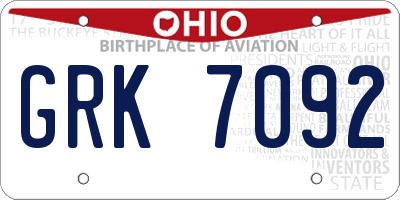 OH license plate GRK7092