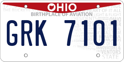 OH license plate GRK7101