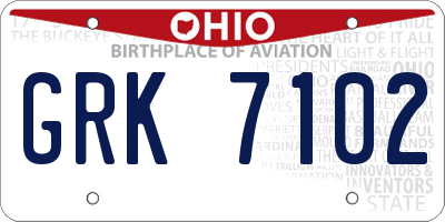 OH license plate GRK7102