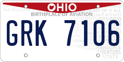 OH license plate GRK7106