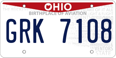 OH license plate GRK7108