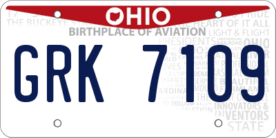 OH license plate GRK7109