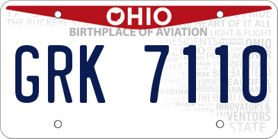 OH license plate GRK7110