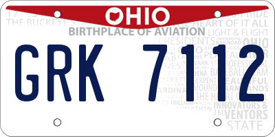 OH license plate GRK7112