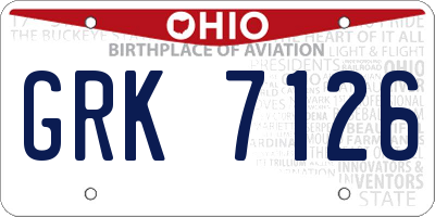 OH license plate GRK7126