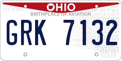 OH license plate GRK7132