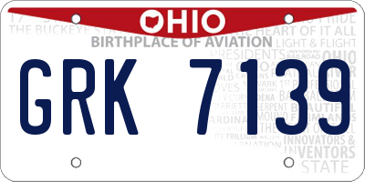 OH license plate GRK7139