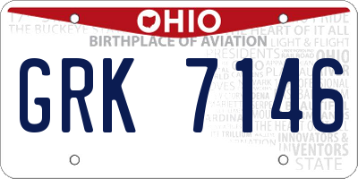 OH license plate GRK7146
