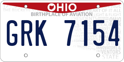OH license plate GRK7154