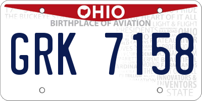 OH license plate GRK7158