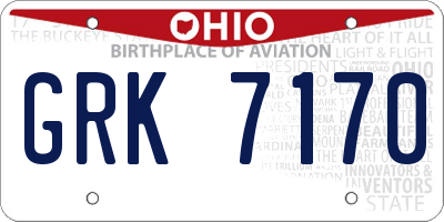 OH license plate GRK7170