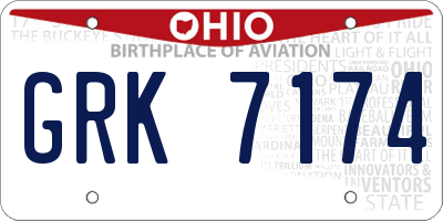 OH license plate GRK7174
