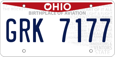 OH license plate GRK7177