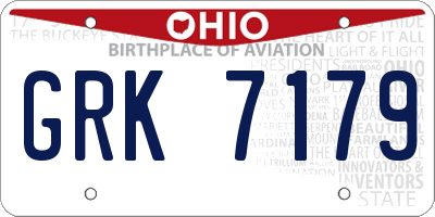 OH license plate GRK7179