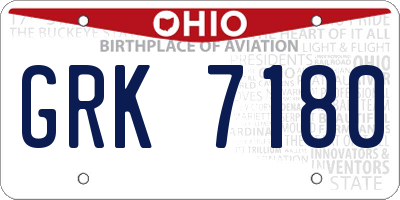 OH license plate GRK7180