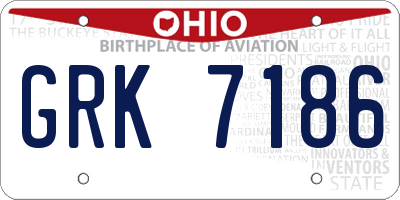 OH license plate GRK7186