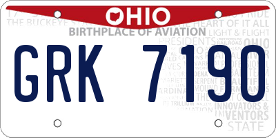 OH license plate GRK7190