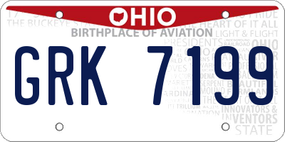 OH license plate GRK7199