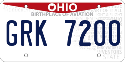 OH license plate GRK7200