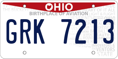 OH license plate GRK7213