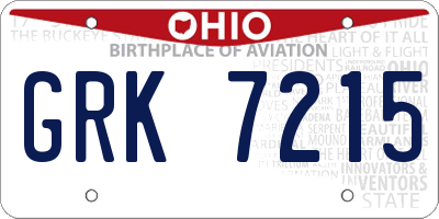 OH license plate GRK7215