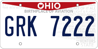 OH license plate GRK7222