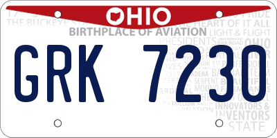OH license plate GRK7230