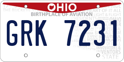 OH license plate GRK7231