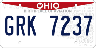 OH license plate GRK7237