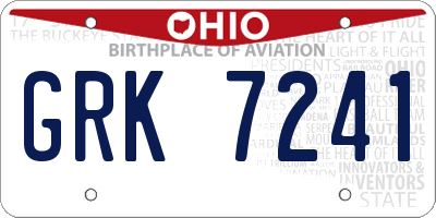 OH license plate GRK7241