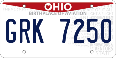 OH license plate GRK7250