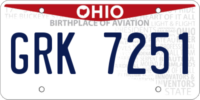 OH license plate GRK7251