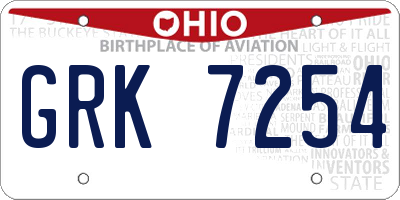 OH license plate GRK7254