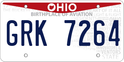 OH license plate GRK7264