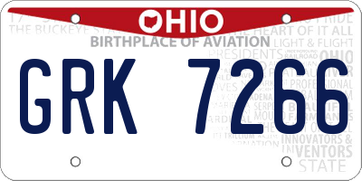 OH license plate GRK7266