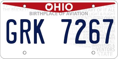 OH license plate GRK7267