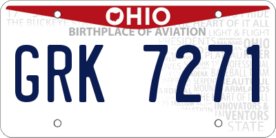 OH license plate GRK7271