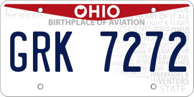 OH license plate GRK7272