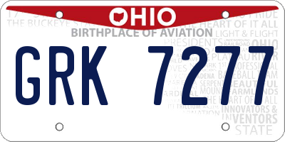 OH license plate GRK7277