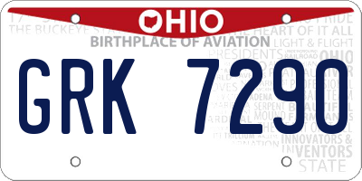 OH license plate GRK7290