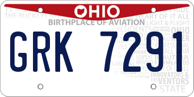 OH license plate GRK7291