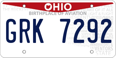 OH license plate GRK7292