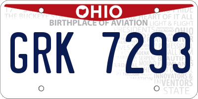OH license plate GRK7293