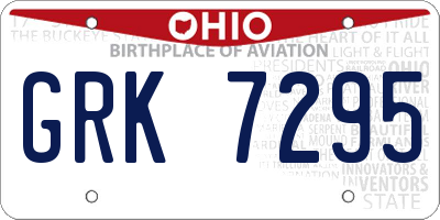 OH license plate GRK7295